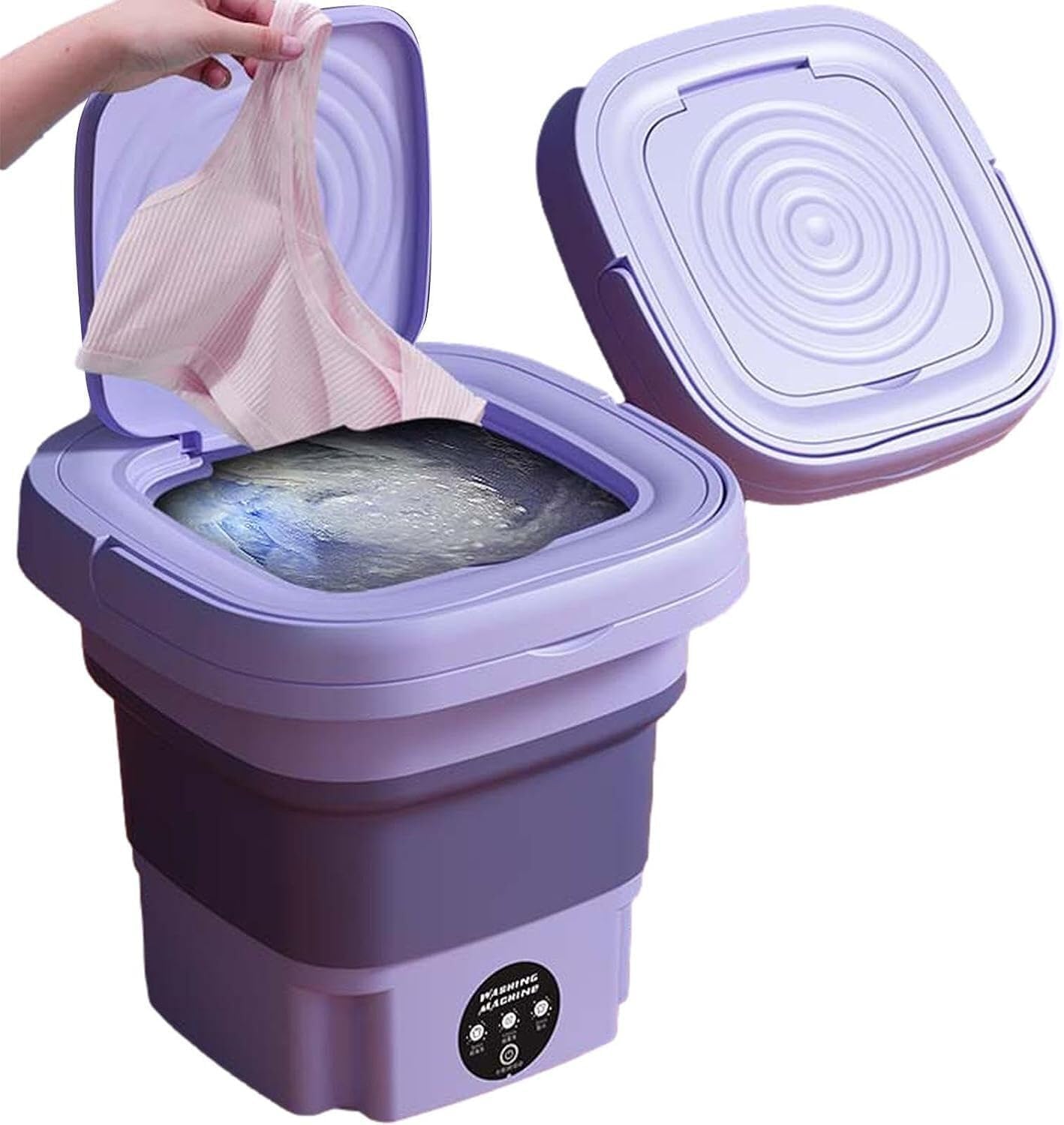 Mini Lavatrice Portatile 8L Pieghevole con Centrifuga, Adatto per Campeggio, Viaggi, Lavatrice da Campeggio Piccola