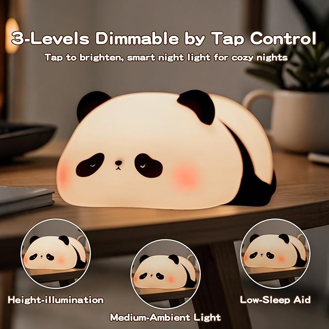 Lampada Panda Carina, Luce Notturna a LED a Forma di Panda per Bambini che Dormono