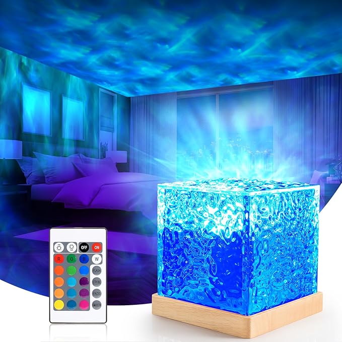 Water Lamp , Luce Notturna Bambini con Telecomando&, proiettore soffitto Rotante Graduale a 16 Colori