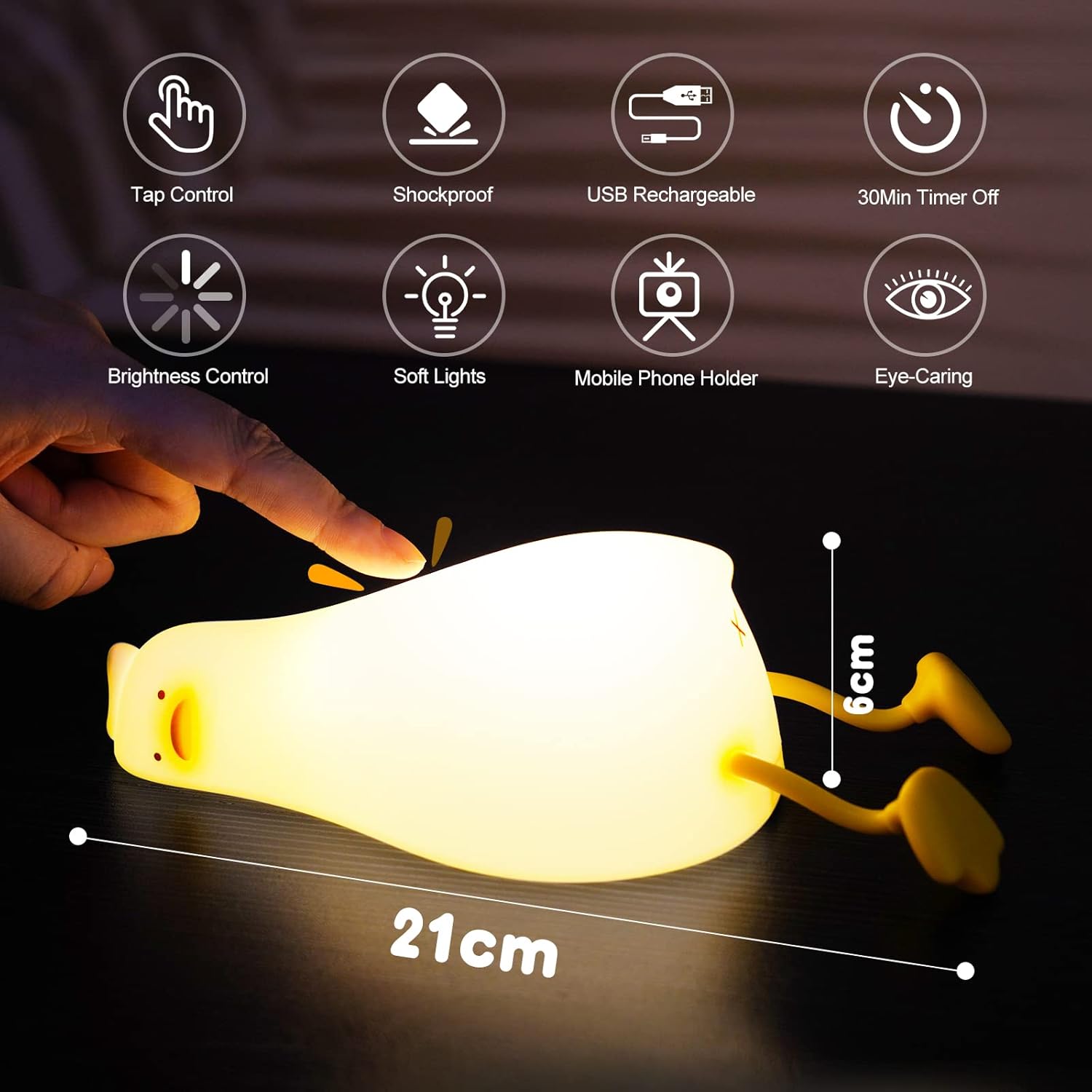 Luce Notturna Bambini, Silicone Lampada Notturna con Sensore Tattile