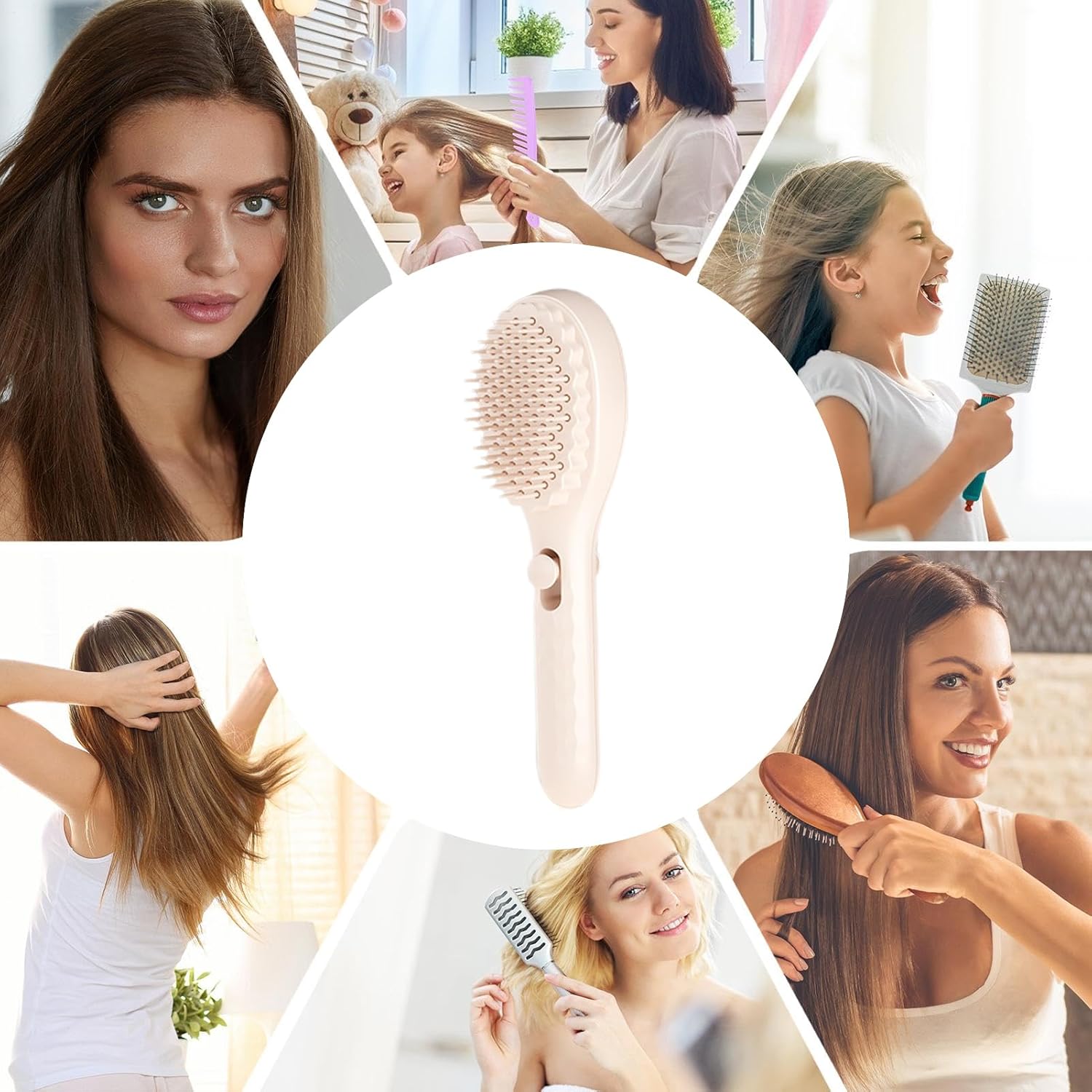 Spazzola per capelli autopulente, pettine telescopico portatile, massaggiatore antistatico per il cuoio capelluto, strumento multifunzionale per lo styling per ragazze e donne